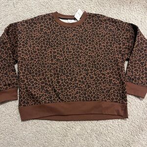 NWT women’s J.Crew Factory - Leopard pullover sweatshirt - Size XL
